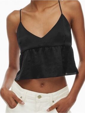 Aritzia Wilfred Black Satin Top